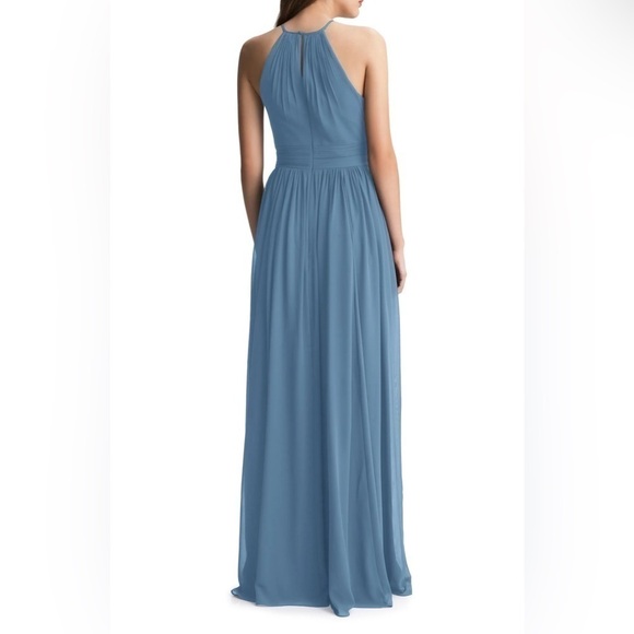 LEVKOFF Keyhole Neck Chiffon A-Line Blue Gown Size 10 NWT - Picture 2 of 8